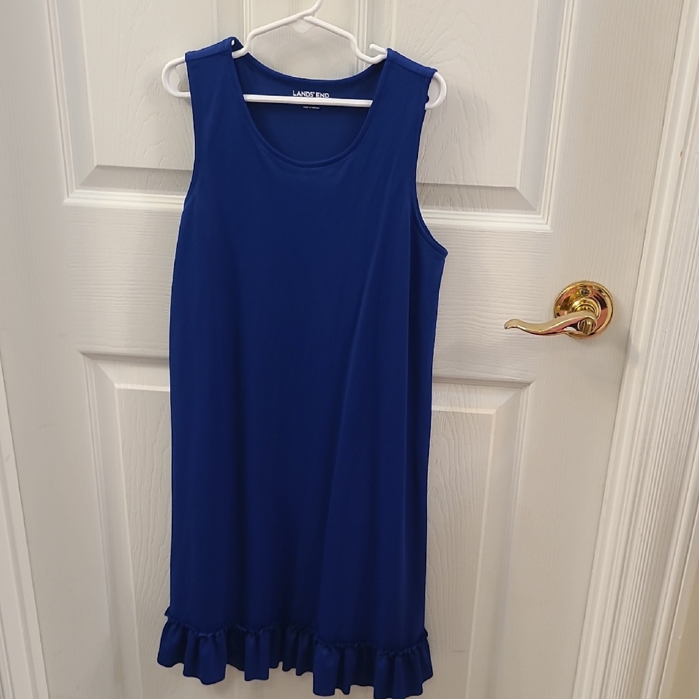 Lands' End Blue Sleeveless Scoop Neck Swimdress